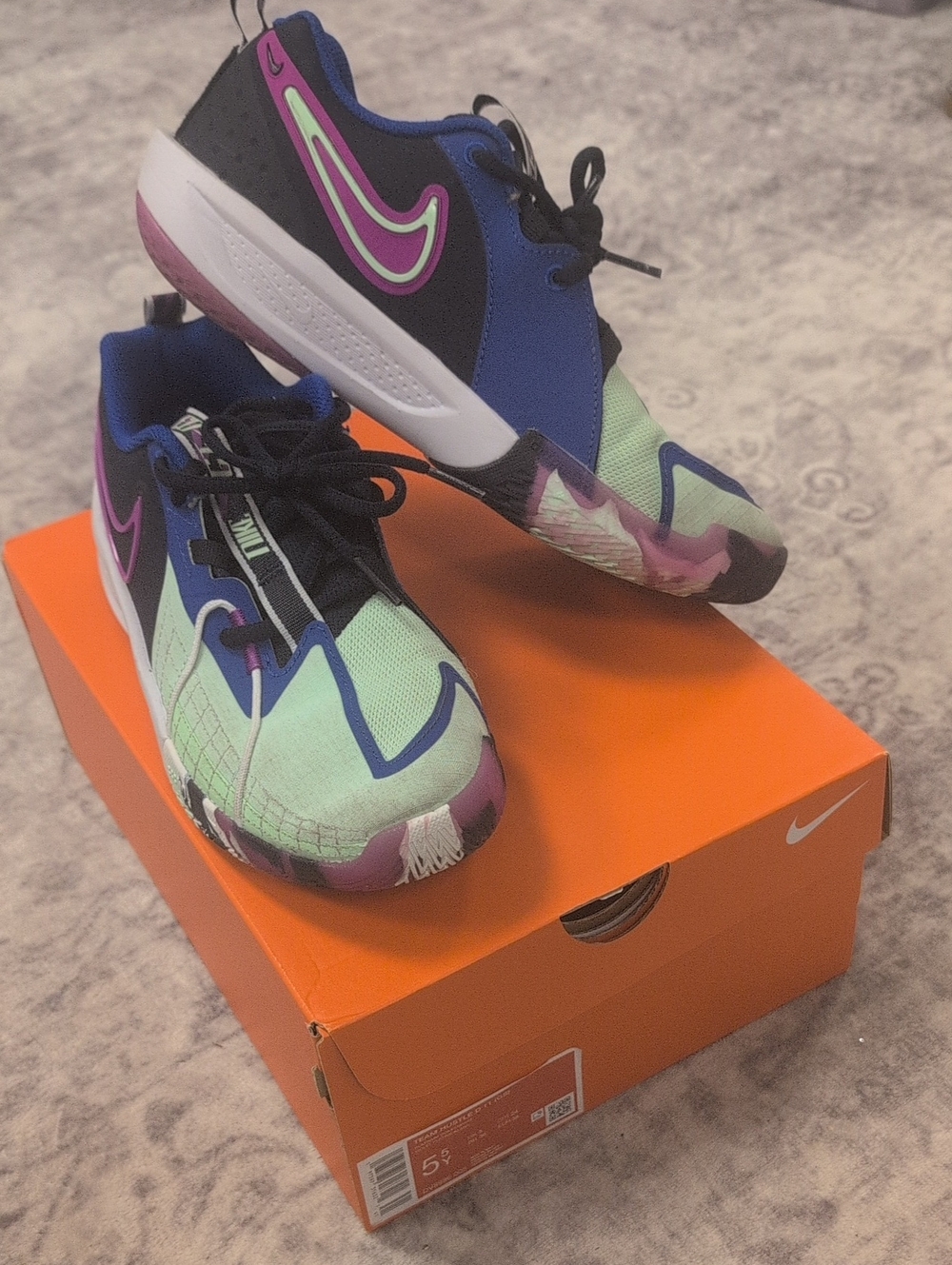 Nike Kids Sneakers Mint Green Blue Black Purple Accents